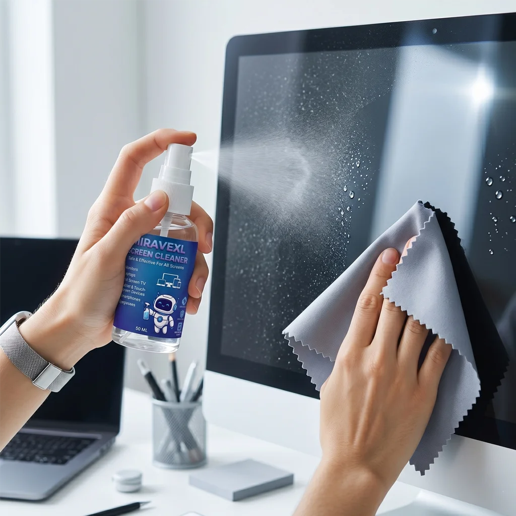Alcohol-Free Screen Cleaner Spray Kit, 50ml, with Microfiber Cloth