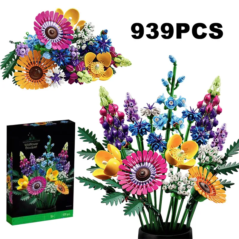 

Romantic 10313 Wildflower Bouquet Flowers Building Blocks Creative Home Desk Plant Decoration Assemble Bricks Toys Gift For Girl