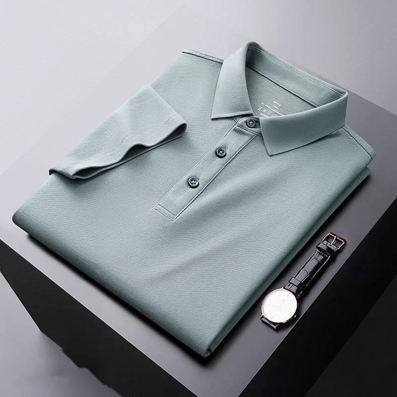 Tricou polo de vară cool pentru bărbați, culoare solidă, guler polo, afaceri casual, mânecă scurtă, tricou cu guler și mânecă jumătate_voghion.com