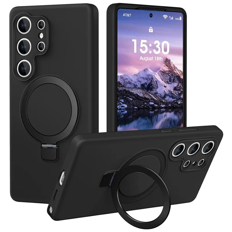 Magnetic Liquid Silicone Phone Case with Ring Holder and Magsafe Compatibility