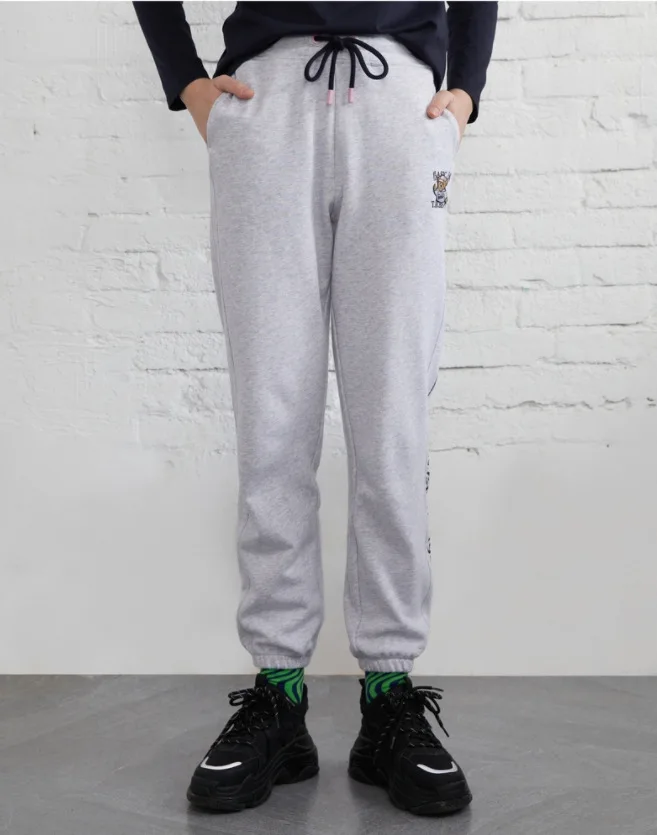 

Hip Hop Pants Cartoon Print Fashion Women Grey Capris Trouser Draw String Casual Y2k Clothes