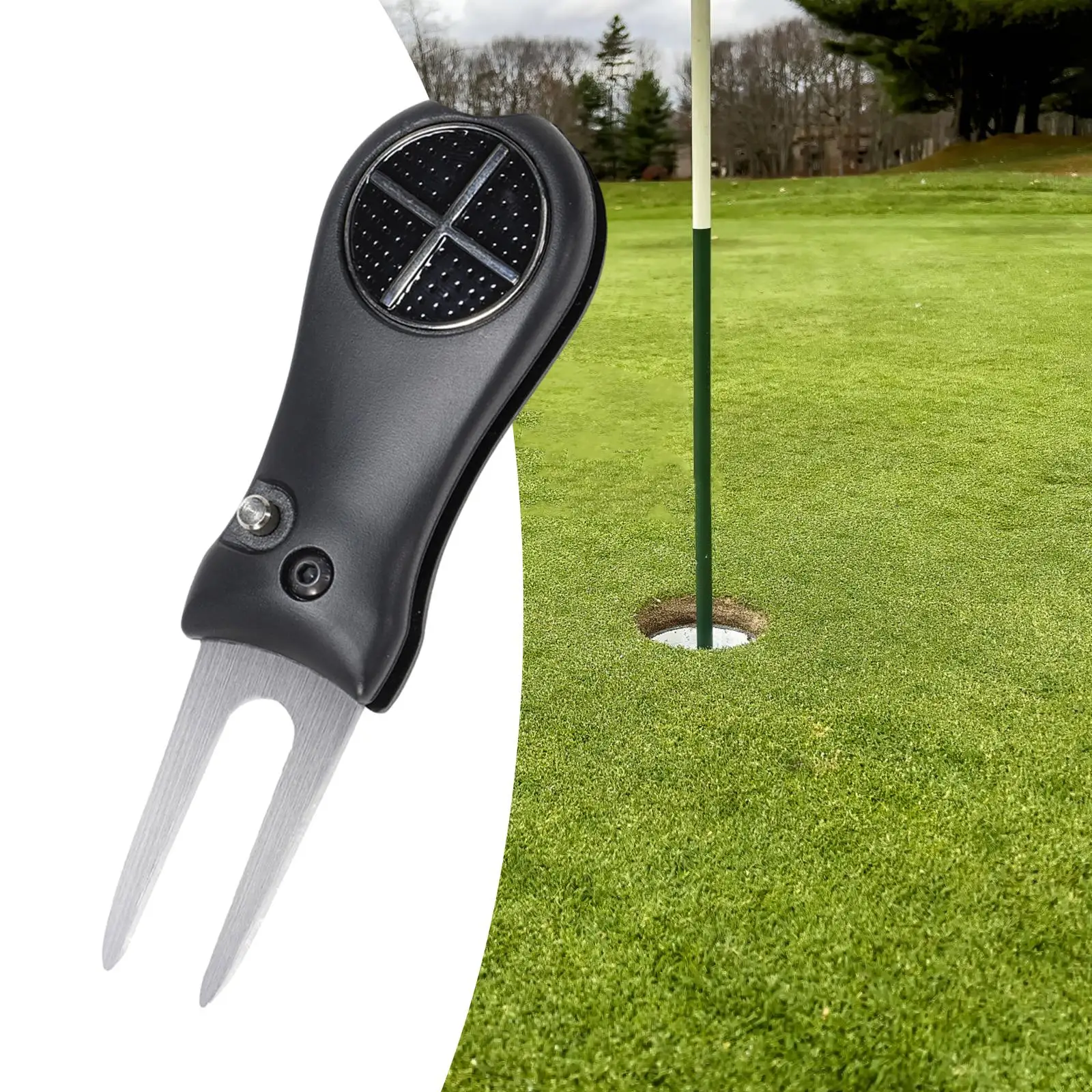 

Golf Divot Repair Tool Golf Fork Folded Fairway Repairing Multipurpose Golf Putting Green Fork Lawn Repair Prong for Gifts