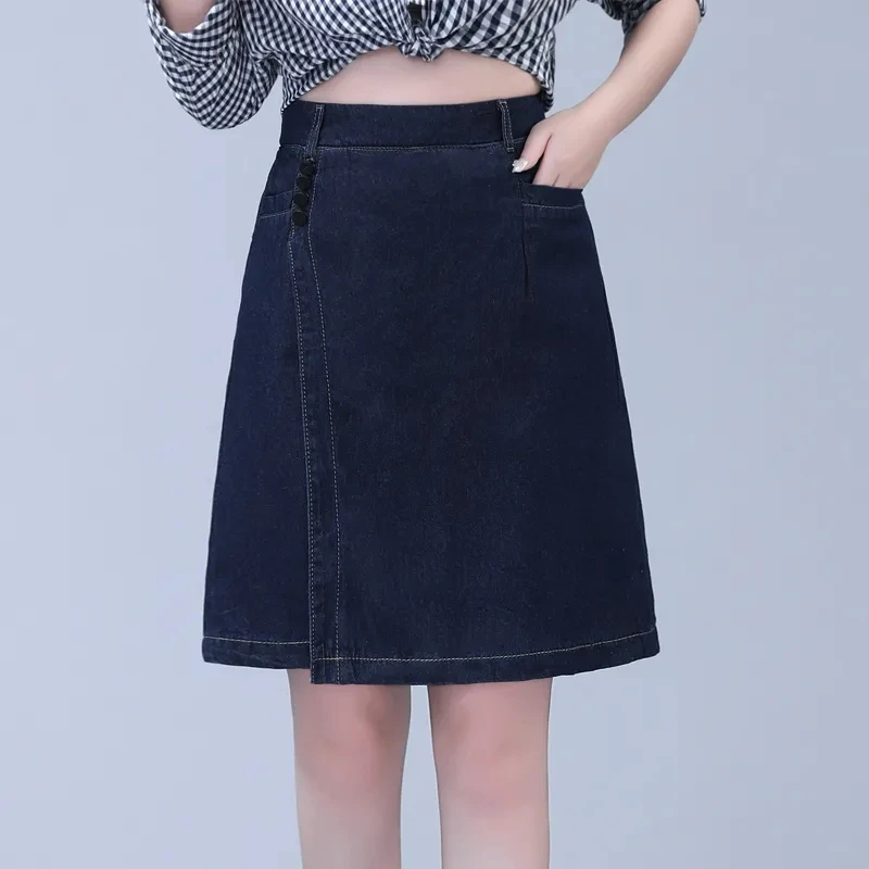Five point Jeans Skirt Women's Summer Thin Four point Wide leg pants 2026 New Woman Loose Shorts High waisted Short Casual Pants