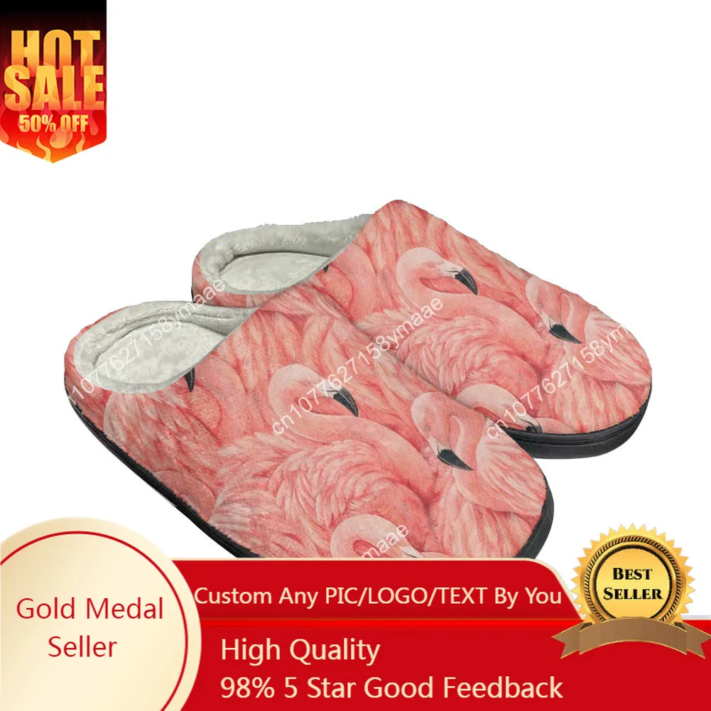 Hot Flamingo Fashion Cartoon Cotton Custom Slippers Mens Womens Sandals Plush Casual Keep Warm Shoes Thermal Comfortable Slipper