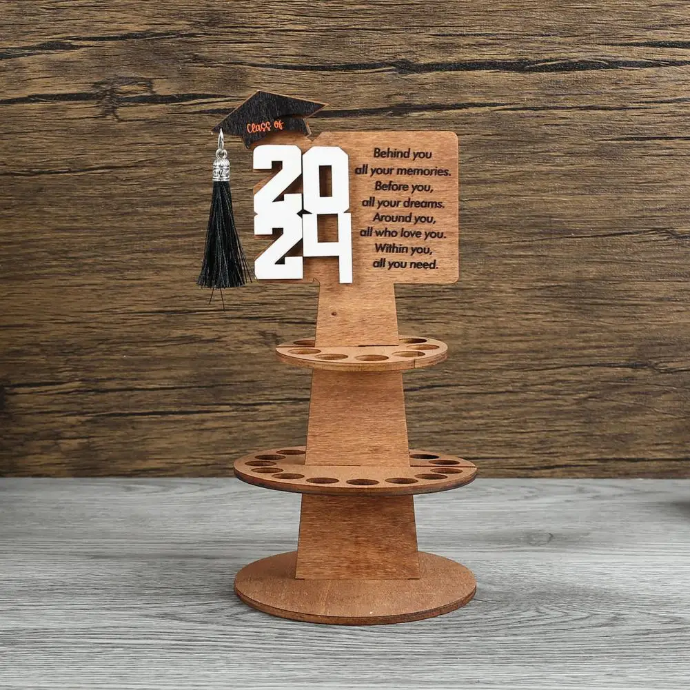 

2024, держатель для денег, 2024 градусов, Искусственный деревянный держатель для денег, 3-уровневый стеллаж для хранения наличных денег, для подарков, настольное украшение с 25 отверстиями