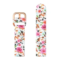 Colorful Silicone Sport Band for Smartwatch - Adjustable Wristband Bracelet 18mm 20-22mm Accessories (6 Birds and Flowers)