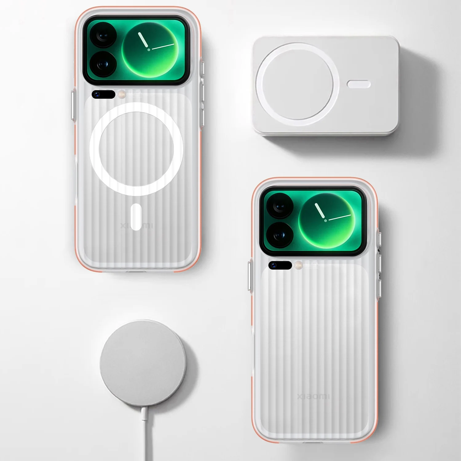 Luxury Grating Magsafe PC Back Phone Case with Skin-Friendly Feel and Wireless Charging Compatibility
