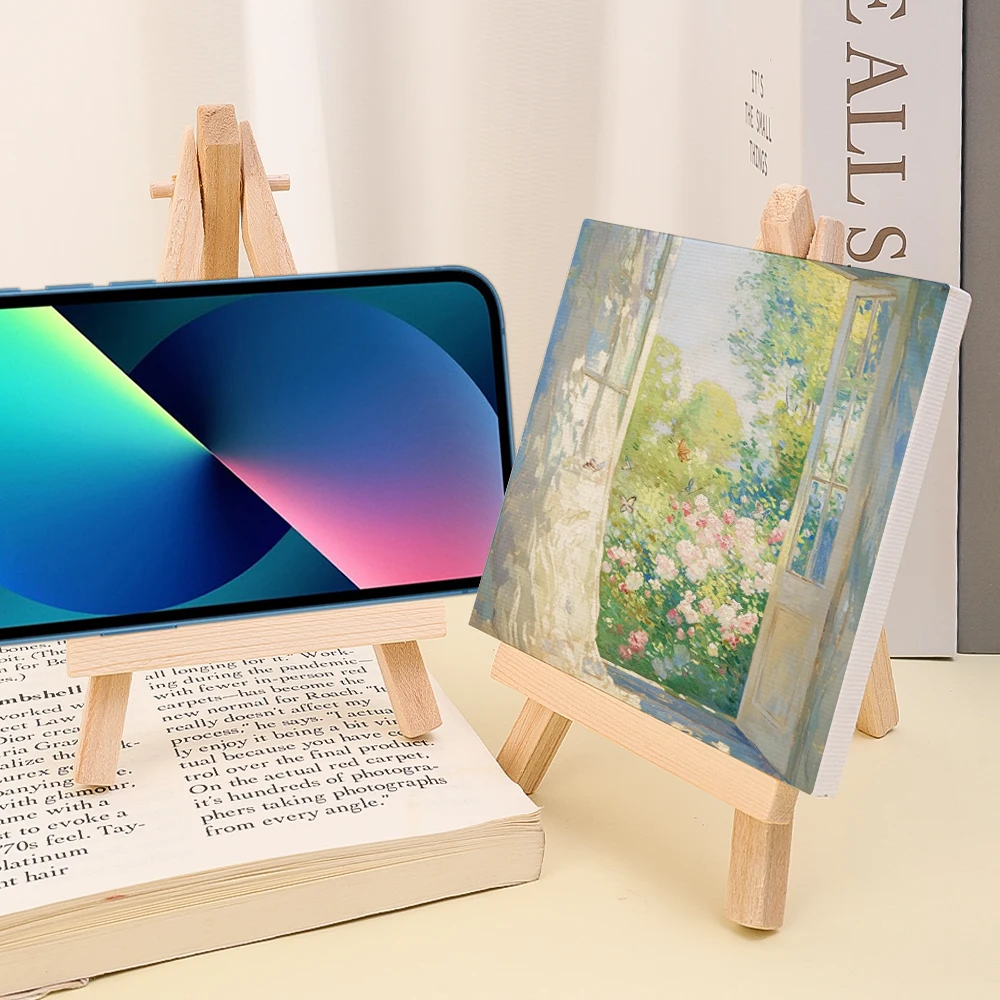Portable Mini Wooden Easel Desktop Folding Triangle Bracket Drawing Board Display Multifunction Mobile Phone Holder Stand