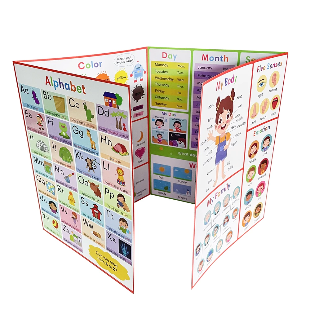 English Words Learning Chart Phonics Chart Alphabet Educational Poster Flashcards Worksheet CVC Vocabulary Building A4 Folded 2