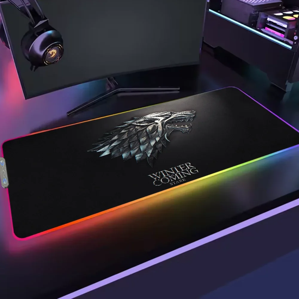 of Mousepads Mat Gaming MousePad LED Table Pads Game Backlit Rubber Desktop XXL RGB T-Thrones Desk  Micro USB 4