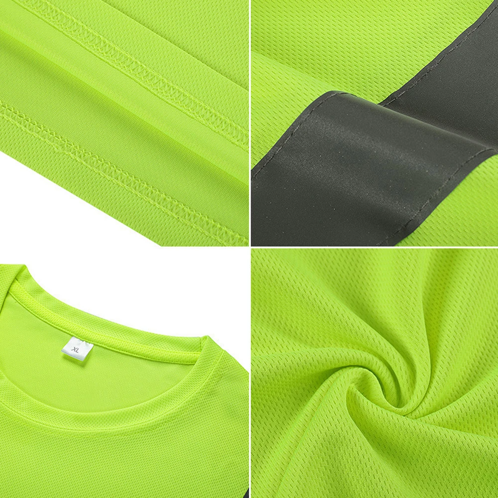 Safety T-Shirt Fluorescent Yellow High Visibility Working Clothes Hi Vis Shirt Quick Dry Construction Work Wear
