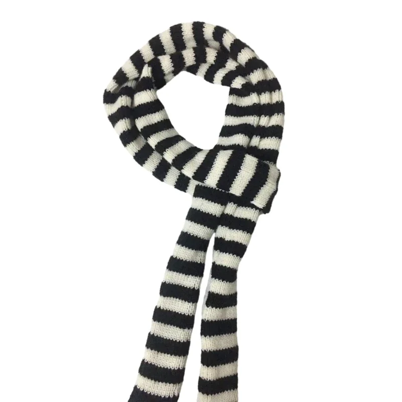 Women Skinny Scarf Thin Stripes Belt Long Tie Scarf Bag Handle Wrap Choker