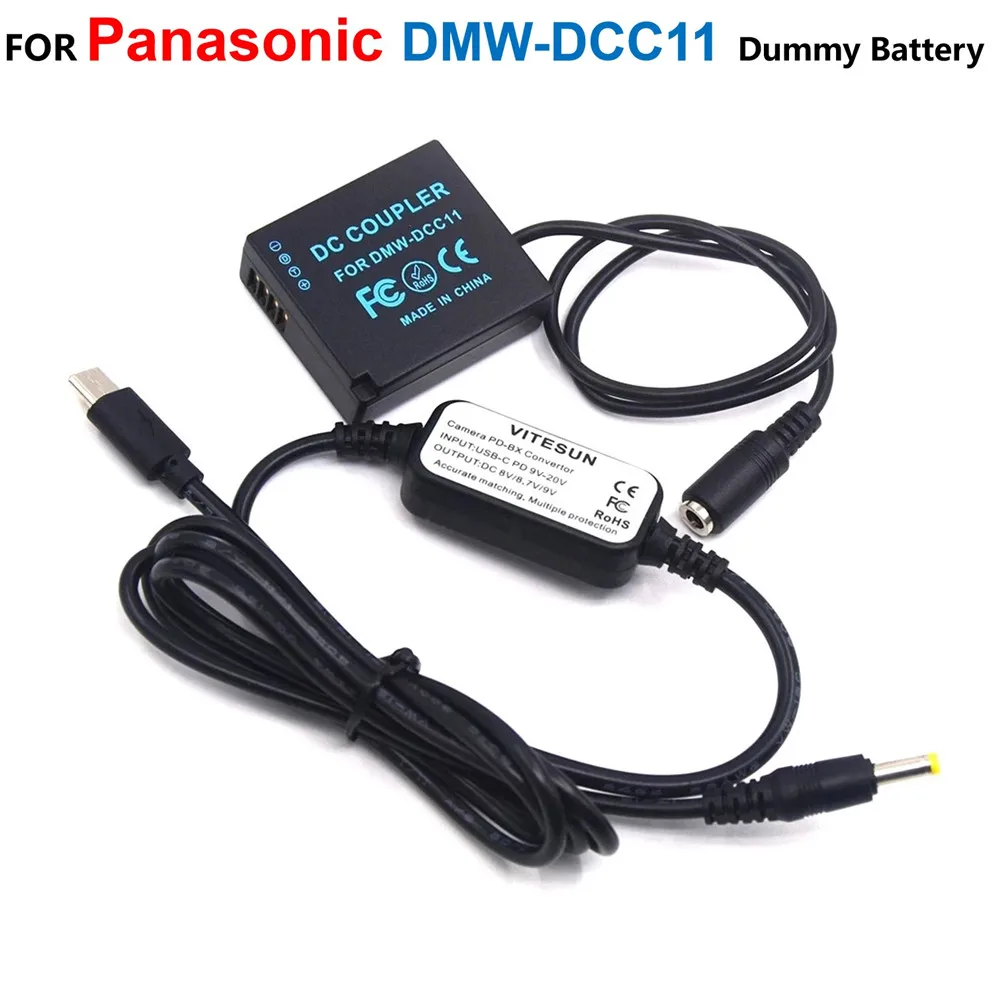 

USB C Power Cable Adapter+DMW-DCC11 DMW-BLG10 BLE9 Fake Battery For Panasonic Lumix DMC-GF6 GF5 GF3K GX7 S6 S6K GX8 G100 TZ85