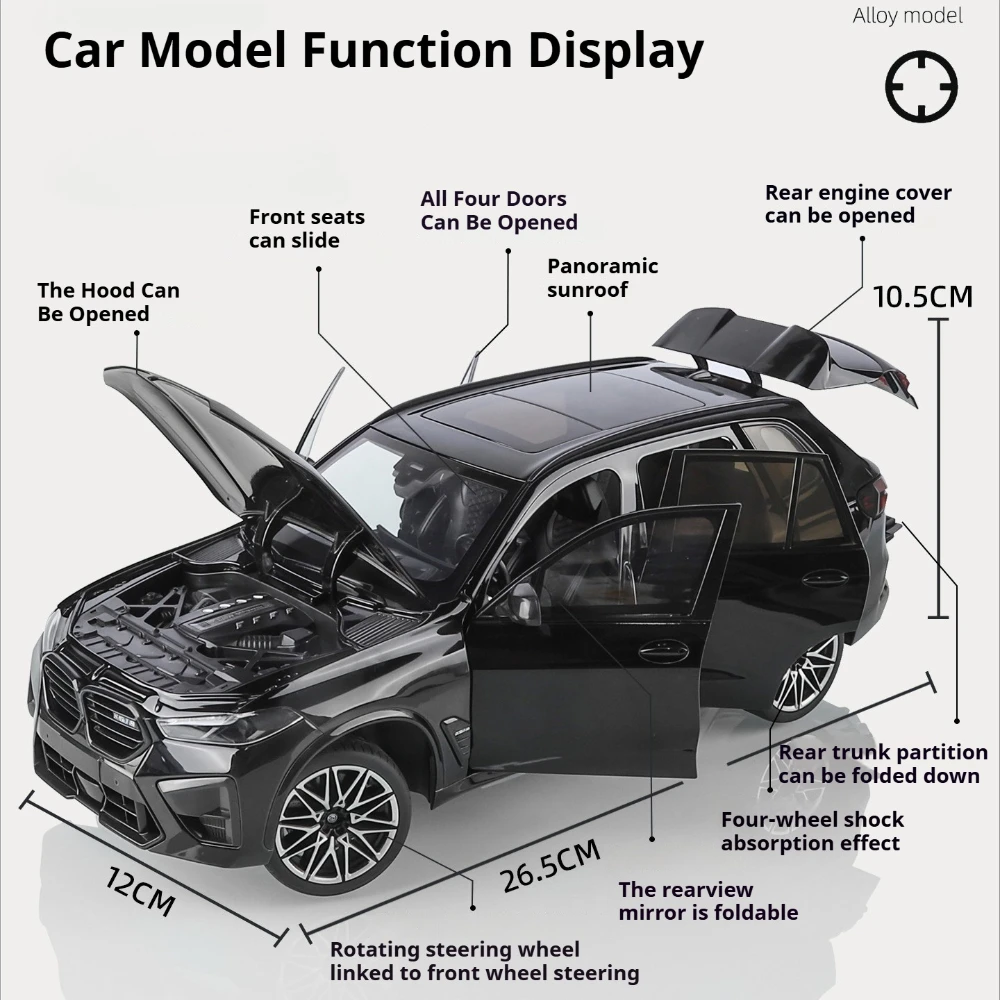 1:18 대형 미니 쿠퍼 S X5M 자동차 모델 장난감 슬라이드 포워드 충격 흡수 차량 모델 고급 시뮬레이션 장난감 장식 선물