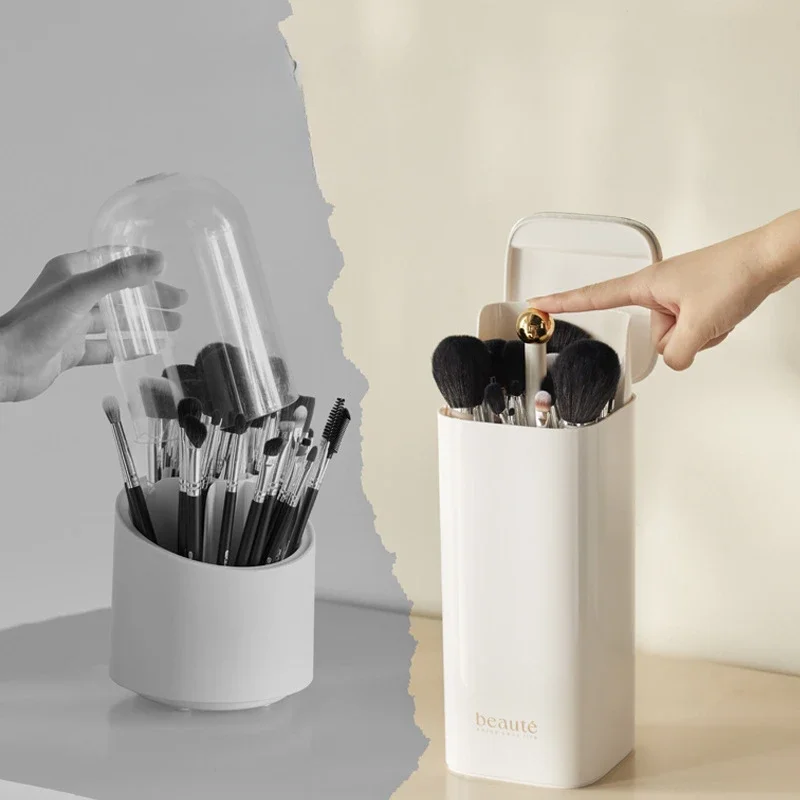 Makeup Brushes Holder Automatic Lifting Dustproof Makeup Brush Holder Desktop Makeup Tools Lipstick Eyebrow Pen Holder Container 3