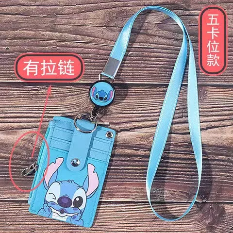 Disney Mickey Minnie Hanging Neck Card Holder Card Stitch Cartoon Id Card Custodia In Pelle Stellalou Bus Card Hold Portamonete