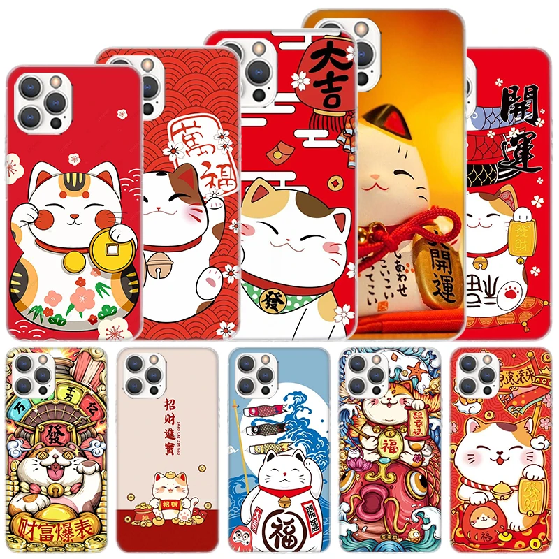 Lucky Cat Maneki Neko Japanese Soft Phone Case