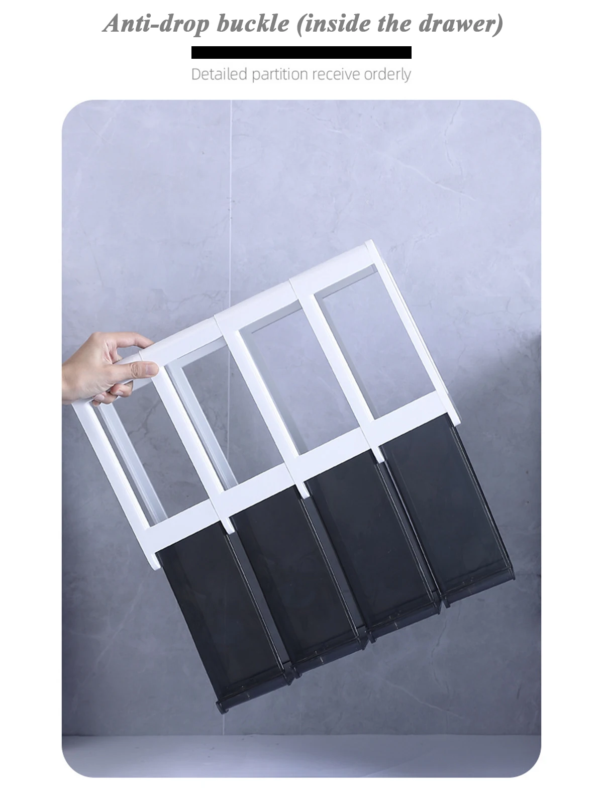 Clear Desktop Storage Box with Drawer - Application Example (Cosmetics)