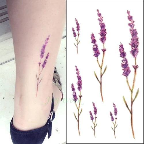 

Waterproof temporary tattoo sticker lotus leaf lavender tatto flash tatoo fake tattoos stickers for women men girl 24 designs