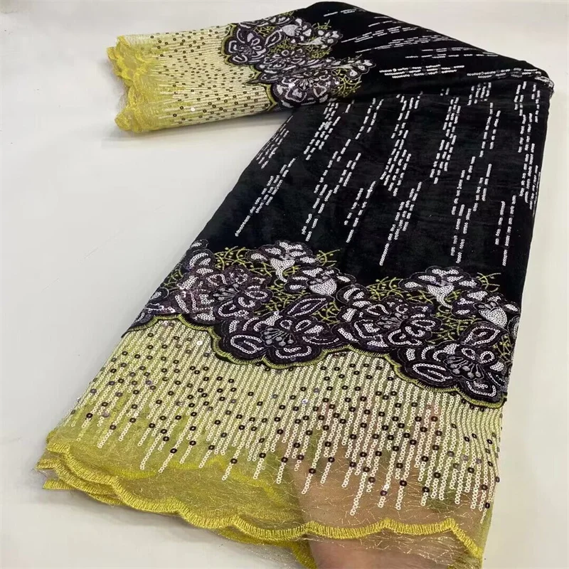 

Latest High Quality African Nigerian Tulle Sequins Lace Fabric Organza Embroidery Guipure Party Dress Velvet French 5Yard