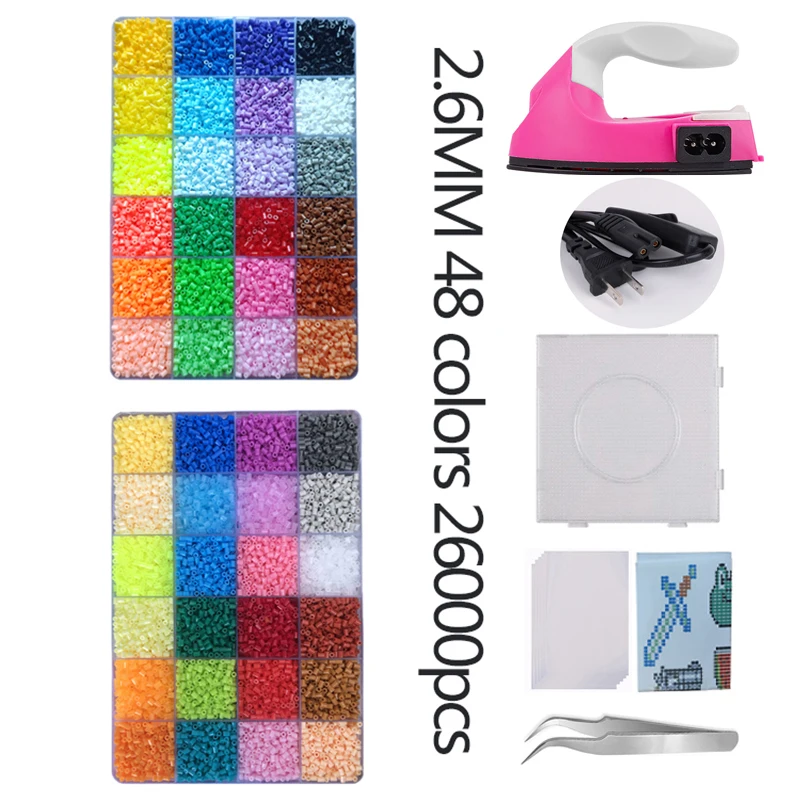 5mm /2.6mm Set Iron Melting Beads Pixel Art Puzzle for Kids Hama Beads Diy 3D Puzzles Handmade Gift Fuse Beads Perler Toy