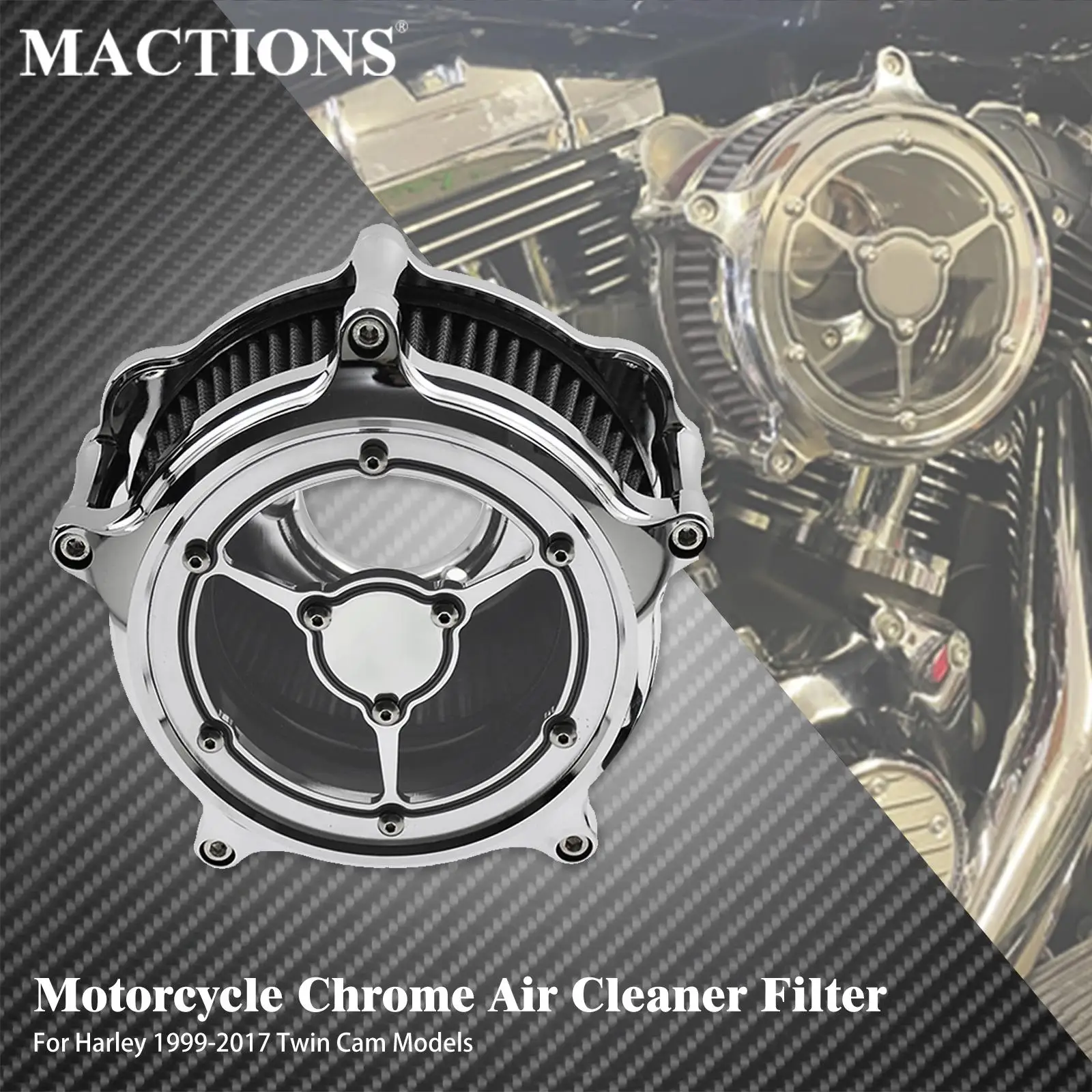 

Motorcycle Air Intake Filter Chrome Air Cleaner For Harley Sportster XL883 Touring Road Glide FLHX FLHR Dyna FXDB Softail FLSTF