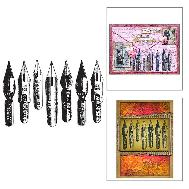 

2021 New Retro Pen Pattern Transparent Clear Stamps For DIY Making Greeting Card Album and Scrapbooking No Metal Cutting Dies
