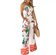 

Prints Jumpsuits Flared Pants Women 2020 New Sling Slim Straight Tube Positioning Printed One-piece Pants