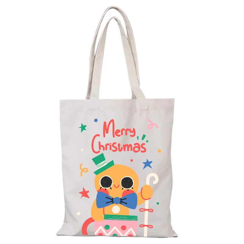 Weihnachtsgeschenke die Einkaufstasche Mode Cartoon Stofftaschen Damen Umhängetasche Handtaschen Eco Shopper Shopping Strand Canvas Frau – Detail 8