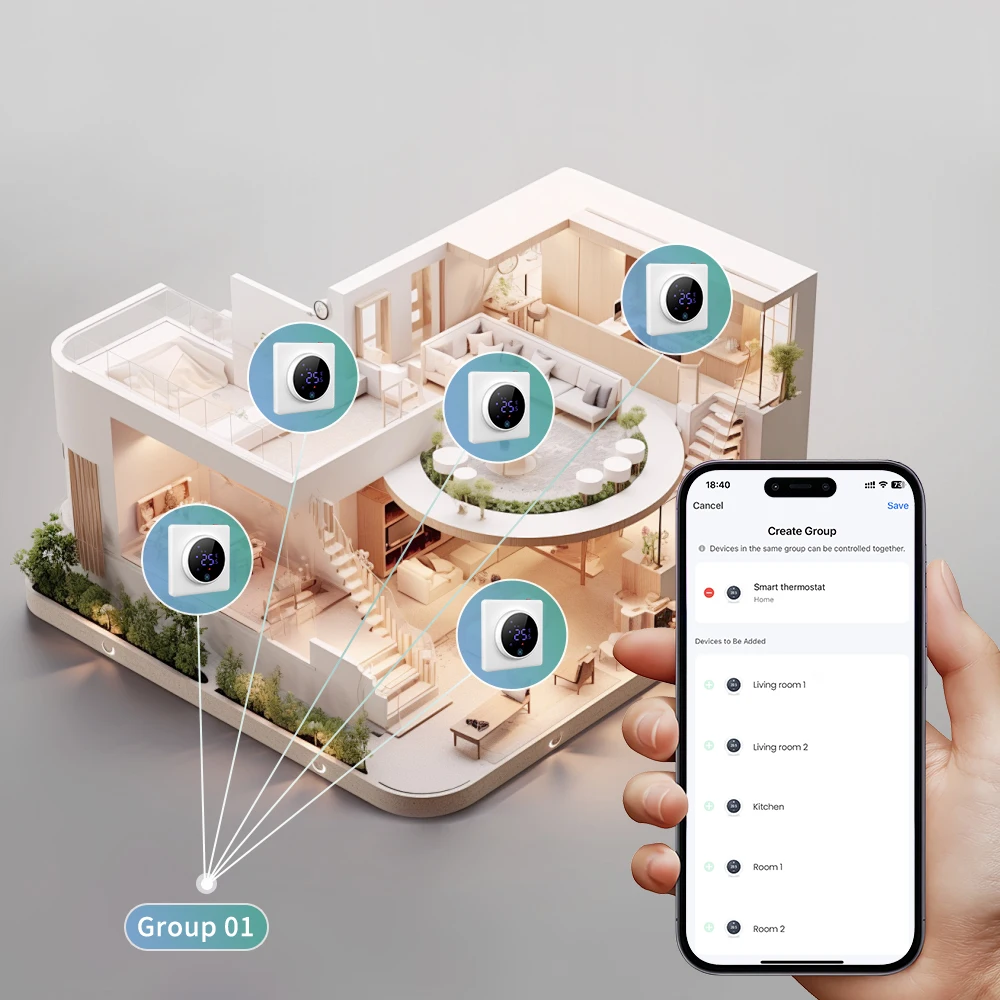 WiFi Smart Thermostat, Heating Temperature Controller ,Work for Alexa Google hom