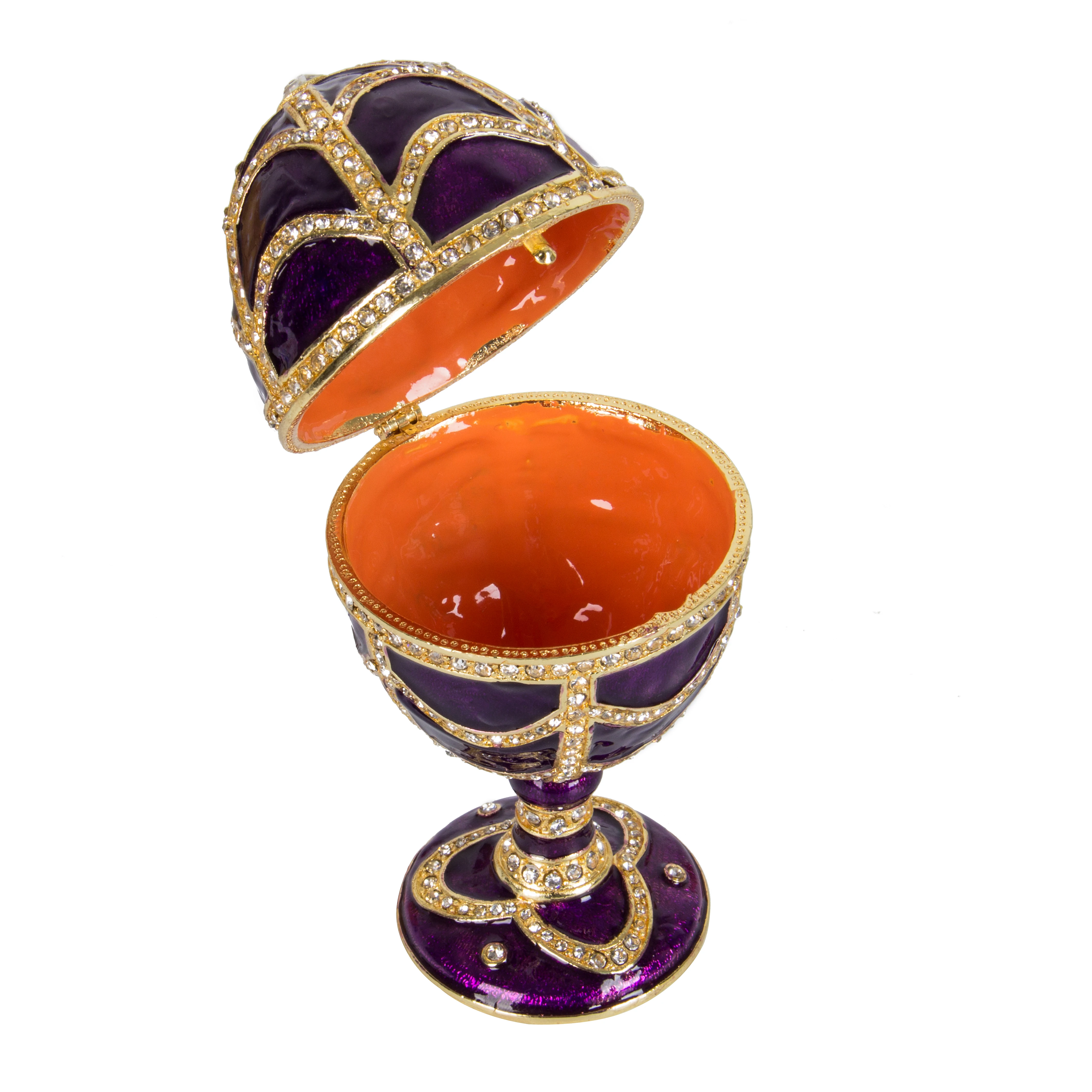 QIFU Vintage Purple Faberge Egg Style Trinket Box for Home Decor Gift
