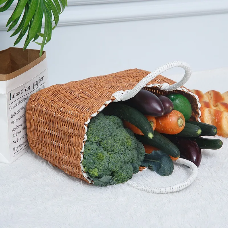 Outdoors Handmade Basket with Handle Camping Picnic Basket For Wine Flower Shopping Storage Hamper Kitchen Organizer Home Decor storage bag camping storage bag wine tote bag