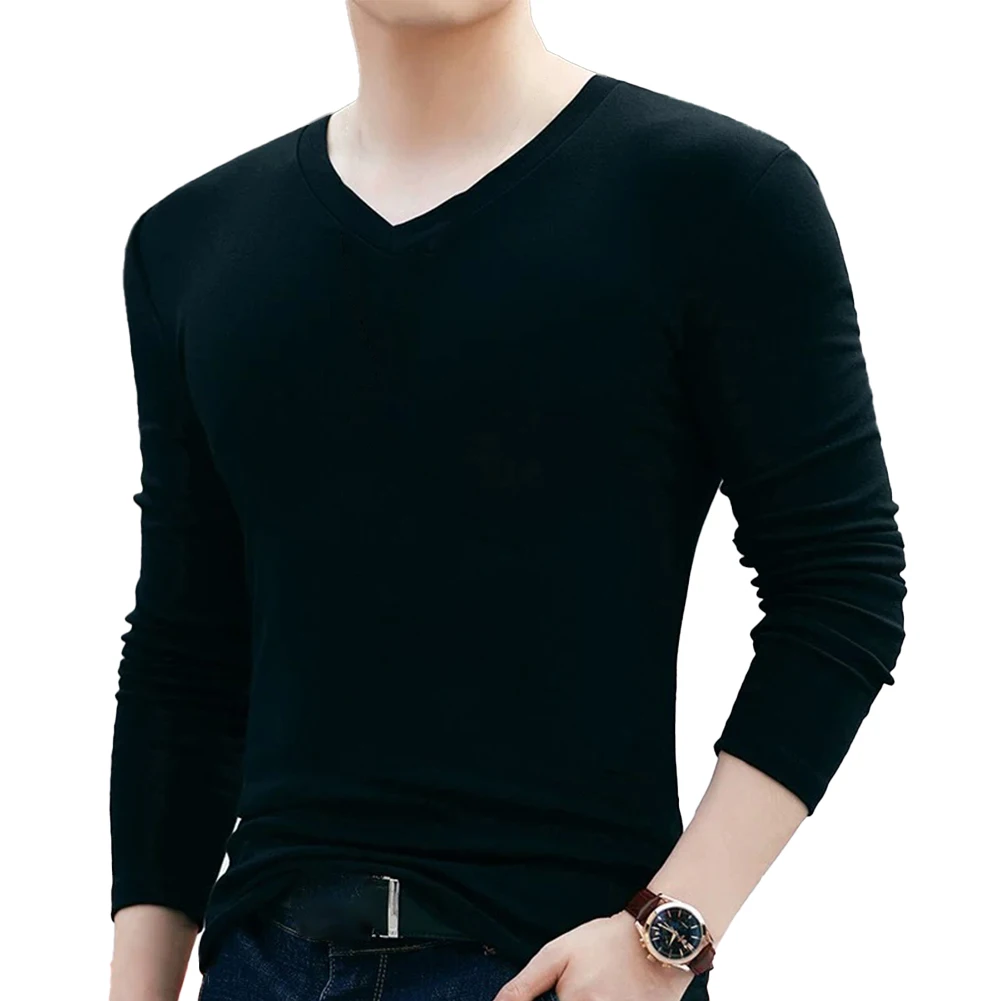 

Pullover Thermal Underwear For Men Casual Long Sleeve Muscle T Shirt V Neck Slim Blouse Tops Tee Blouse Winter Undershirt