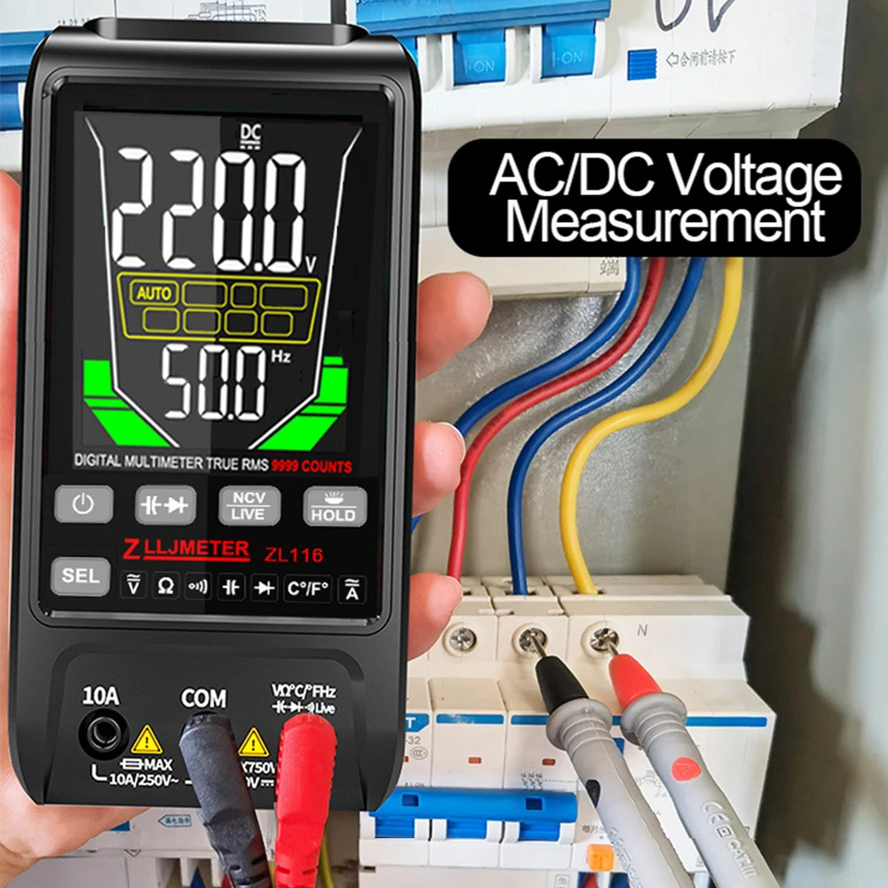 Digital Multimeter Tester USB Charge AC DC Current True RMS Capacitance Temp Ohm Auto Range