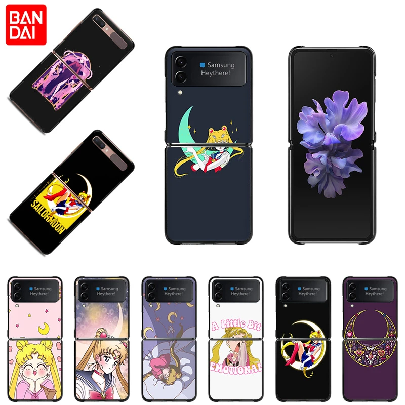 Phone Case For Samsung Z Flip3 5G Sailor-moon Pattern Black Shell Cover Galaxy Z Flip 3 Hard Cartoon Coque Fundas Capa samsung z flip3 case