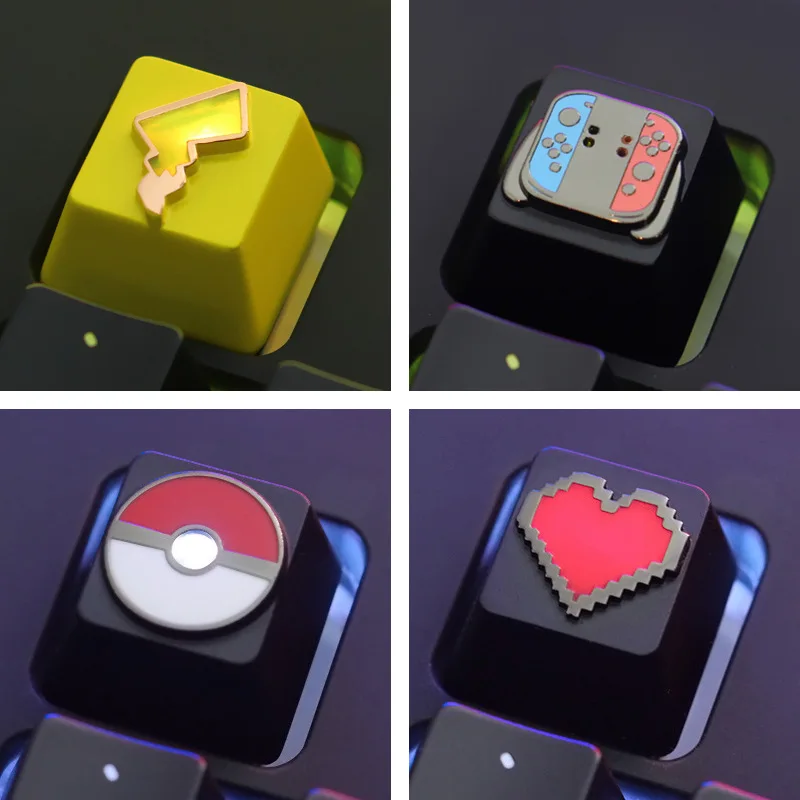 Pokemon Keycap Pikachu Elf Ball Pixel Love Mechanical Keyboard