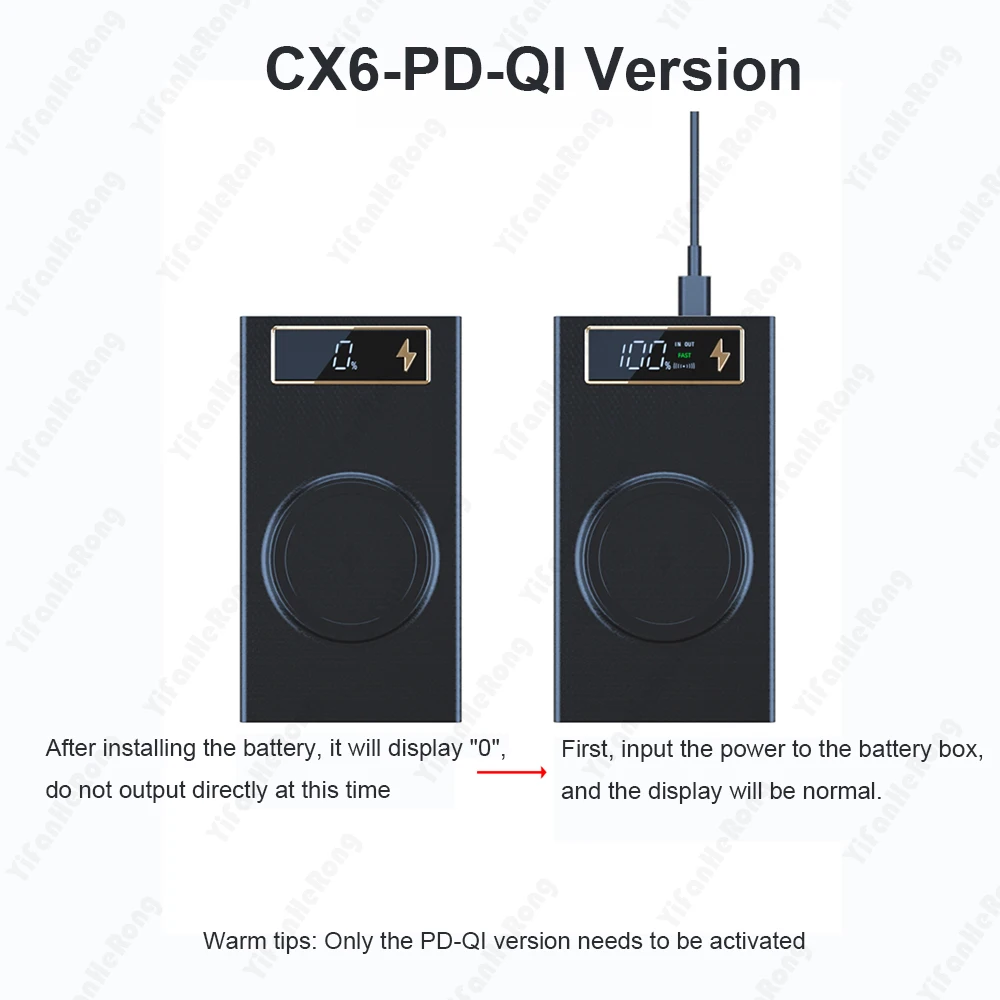 QC3.0 배터리 보조배터리 케이스, 빠른 충전 무선 보조베터리 휴대폰 거치대, 18650 배터리 보관함, 아이폰 6 플러스용, 6x18650