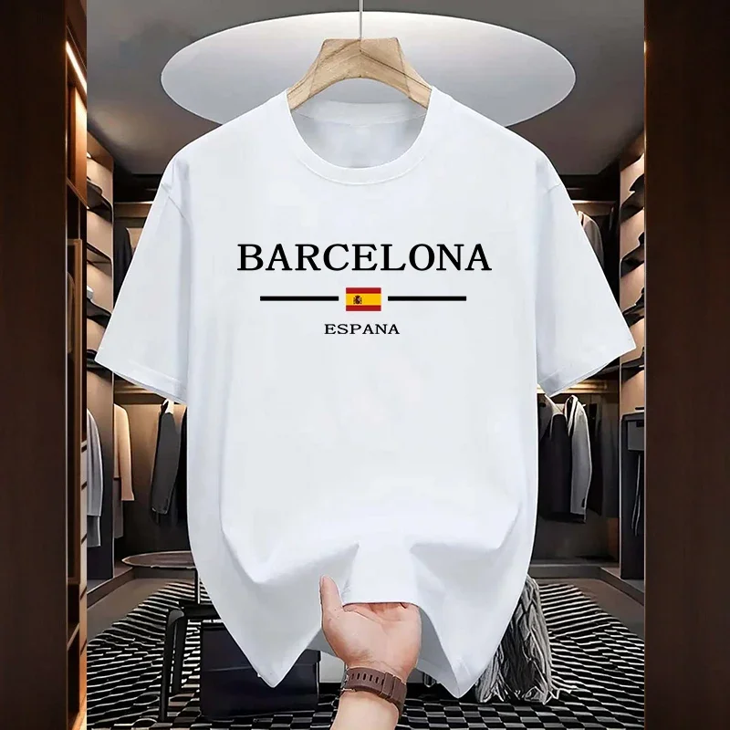 برشلونة مطبوعة تي شيرت للرجال جودة عالية 100% القط...