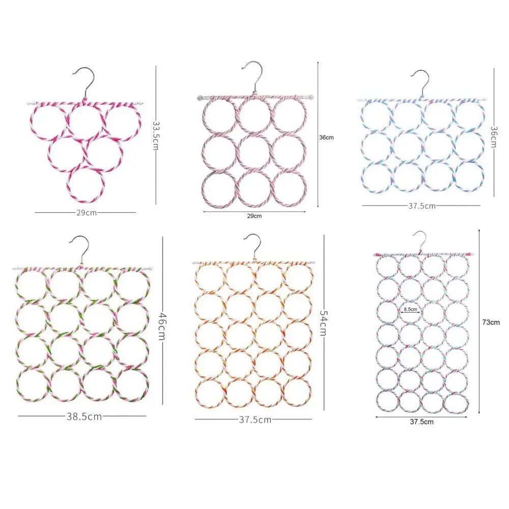 1Pcs Rattan Weave Scarf Hanger Foldable 6/9/12/16/20/28 Ring Tie Belt Hook Organizer Iron Display Rack Wardrobe Storage Holder