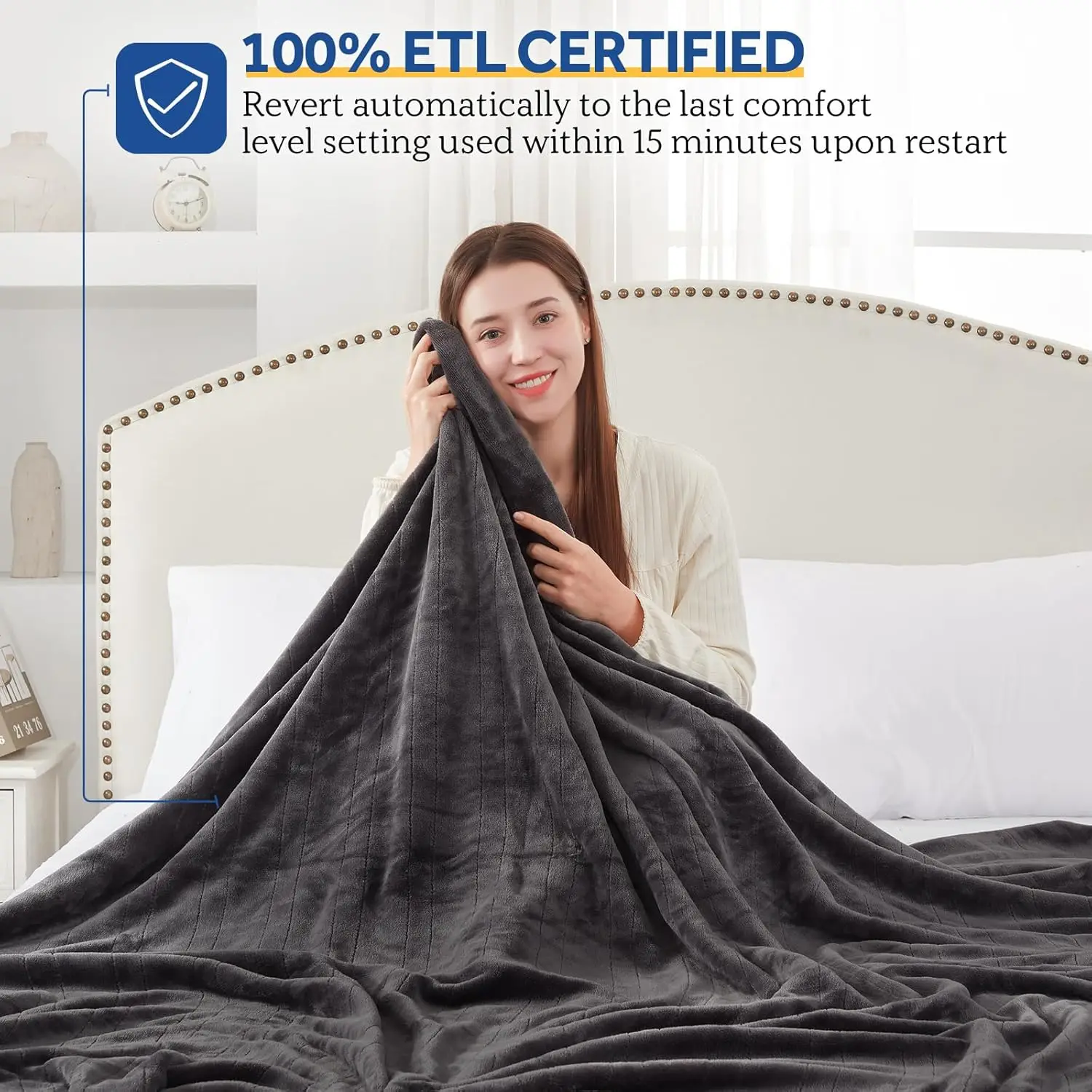 Electric Blanket King Size, Flannel Heated Blanket with Dual Controller, 10 Heat Setting & Auto Shut Off for Bed & Living Room