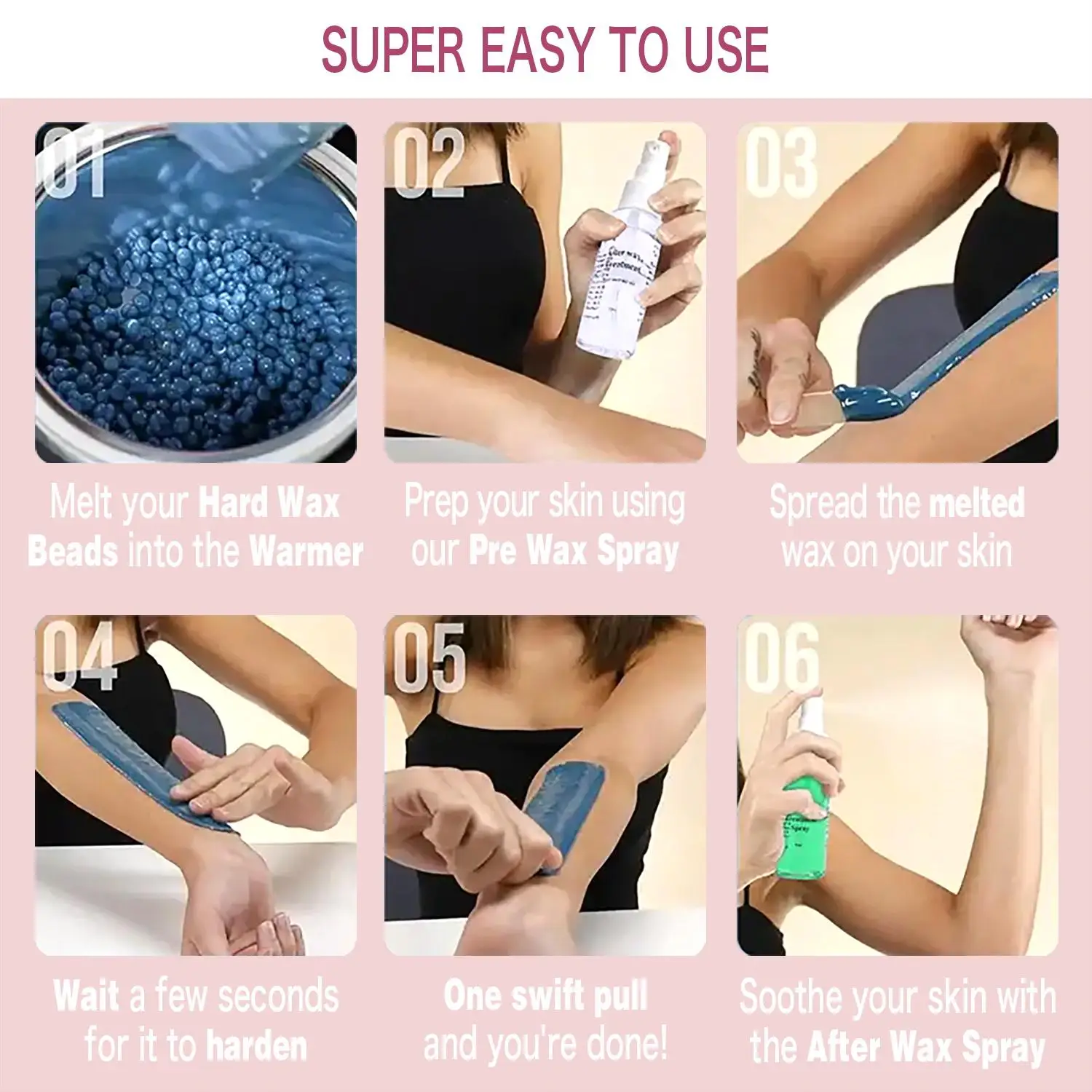 Hair Removal Kit Wax Melter with US Plug for Full Body Legs Face Eyebrow Bikini Hair Removal for Men and Women