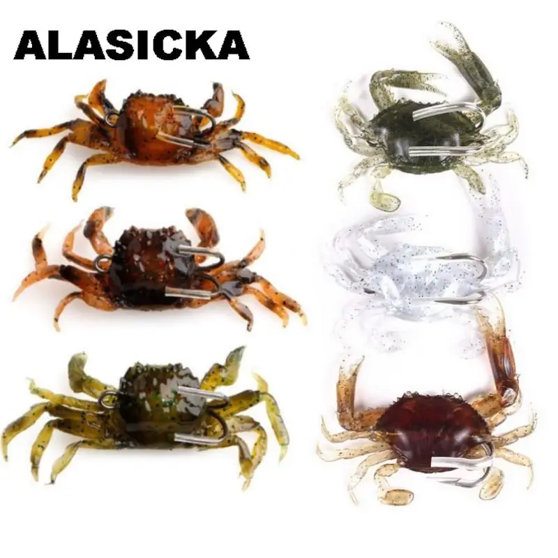 ALASICKA 8/10CM Bionic Crab Silicone Soft Bait Artificial Lifelike Fishing Lure Freshwater Fish Jig Head Bait For Fishing Tackle