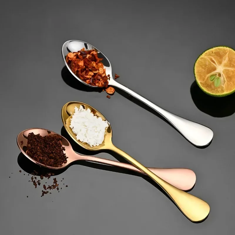 Stainless Steel Mini Shovel Spoons 304 Stainless Steel Seasoning Spoon Coffee Spoon Ice Cream Dessert 9cm Mini Stirring Kitchen Accessories Gift