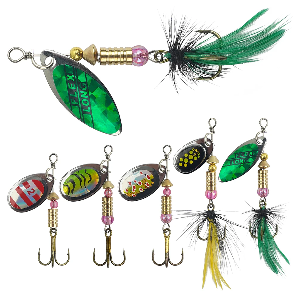 5 Stück Spinner Köder Angelköder Bass Forelle Hartmetall Spinner Köder Kit Inline Spinnerbaits Angelköder für Walleye Crappie