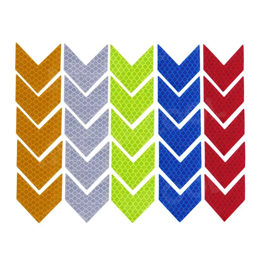 Reflective Tape 10PCS Arrow Reflective Adhesive Tape Sticker Decal Safety Caution Warning For Truck Motorcycle Bicycle Moulding