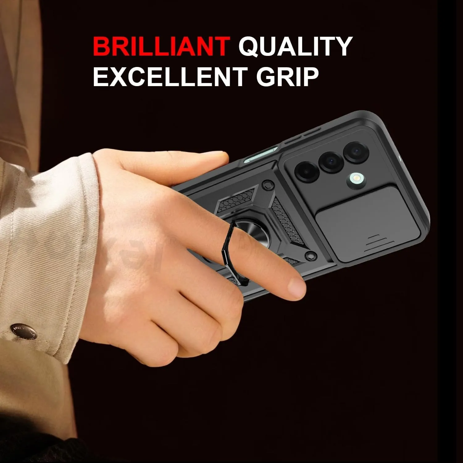 Military Grade Protective Armor Case with Slide Camera Lens and Reinforced Bumpers