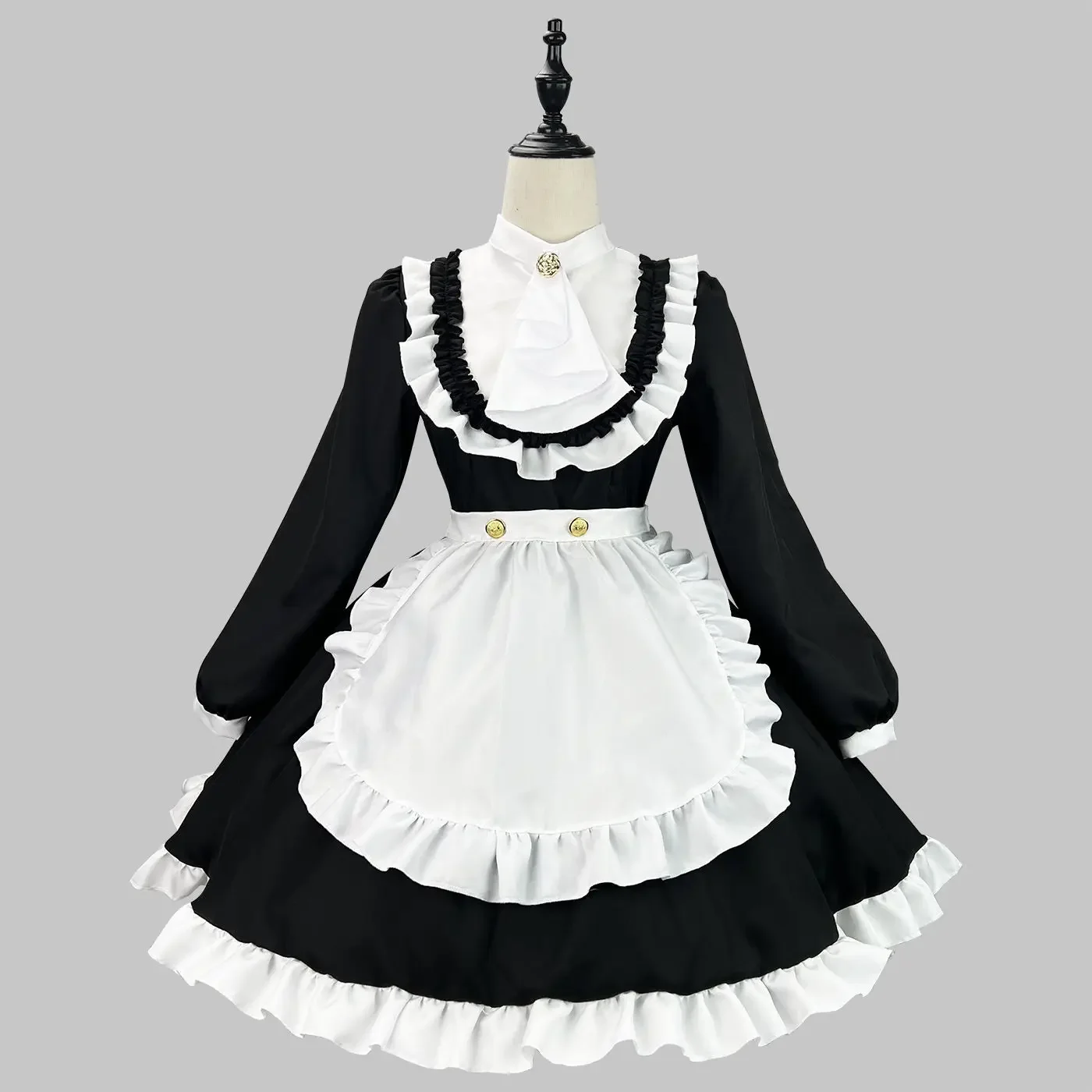

British Aristocratic Long-sleeved Maid Dress Lolita Anime Cosplay Costume Party Dress Plus Size Black White Apron Maid Outfits