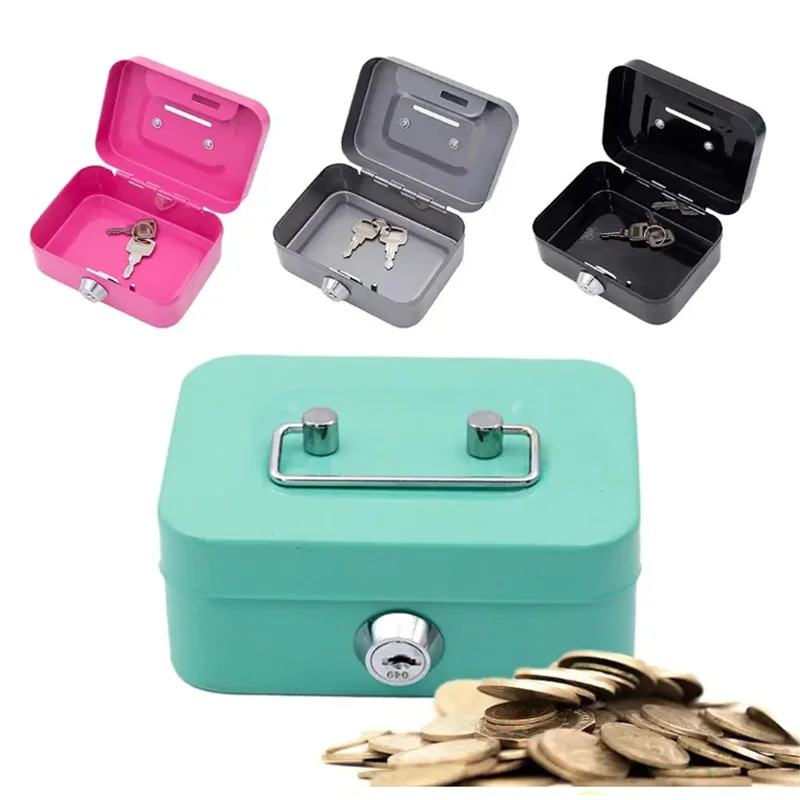 

Creative Portable Piggy Bank with Key Cute Mini Coin Storage Box Cash Locker Lock Money Safe Box for Children