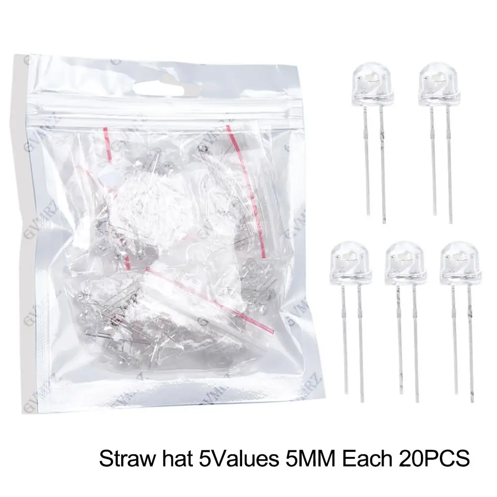 3MM 5MM 노란색 주황색 발광 다이오드 전자제품 키트 F3 F5 LED 다이오드 모듬 키트 흰색 녹색 빨간색 파란색 발광 LED F3