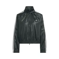 Nouvelle veste coupe-vent Adidas pour femme 2026, noire et argentée, tissée, coupe ample, décontractée, sportive, KS0039 5